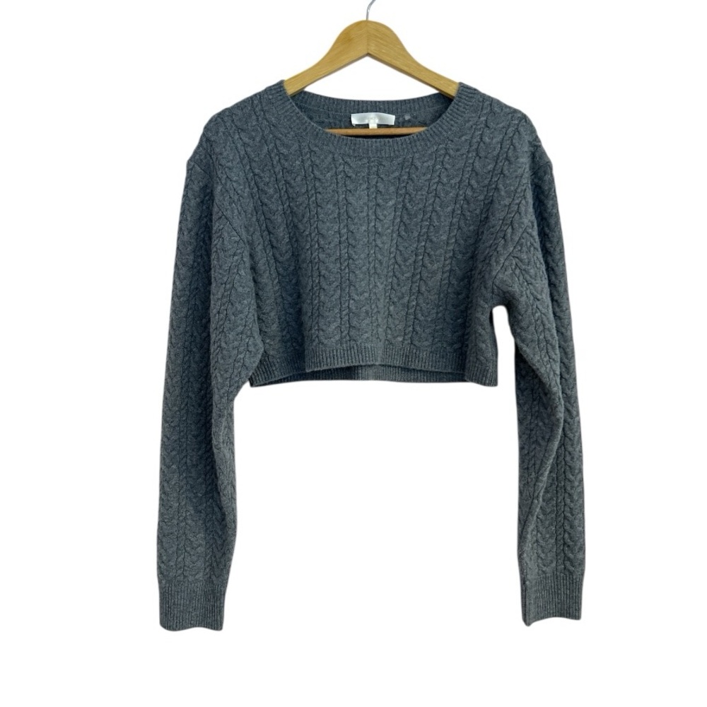Loveshackfancy Calloway Shadow Gray Crop Knit Cre… - image 6